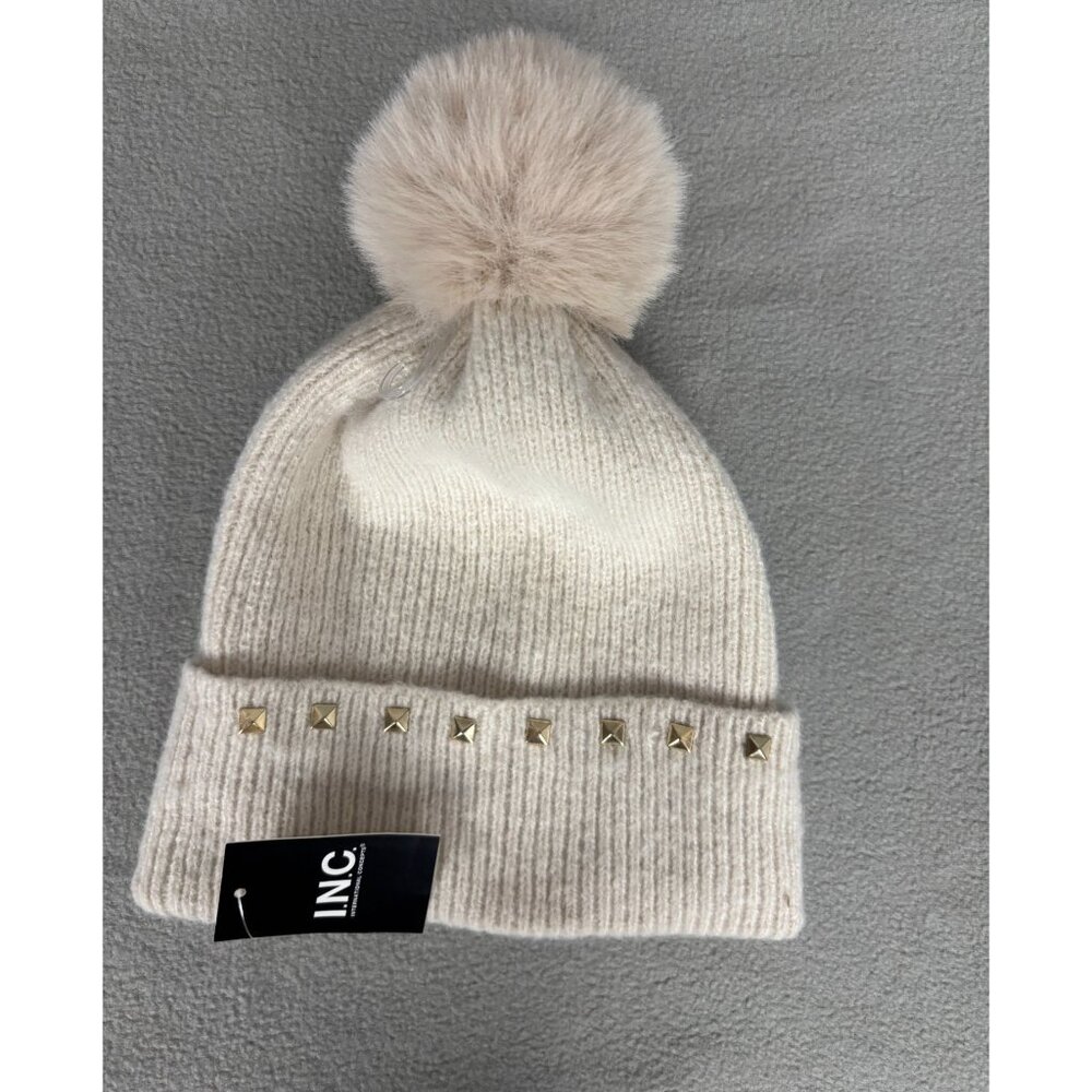 I.n.c. International Concepts Women's Studded Beanie Oatmeal One Size NWT's